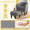Barrel Club Chair With Ottoman Set Linen Fabric Accent Chair With Footrest-gray